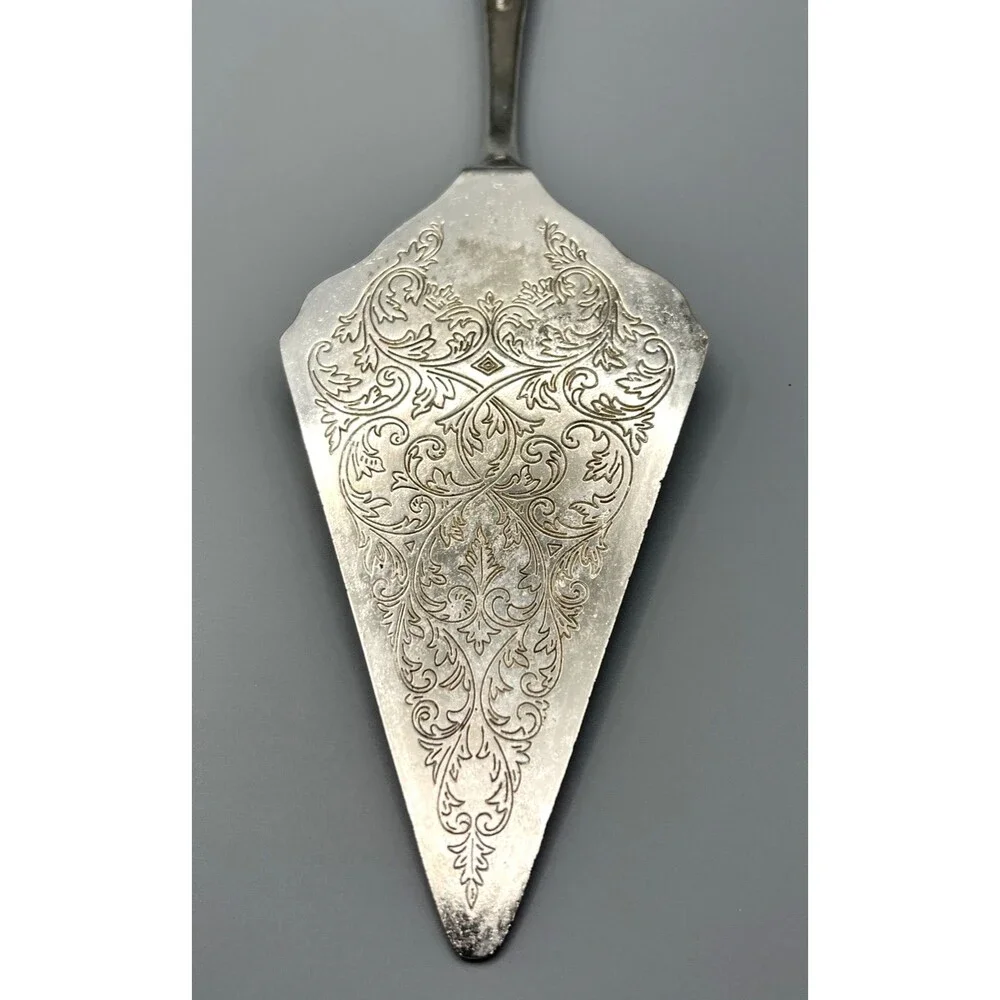 Ornate Italian Baroque Style Silverplate Cake Server for Wedding or Anniversary